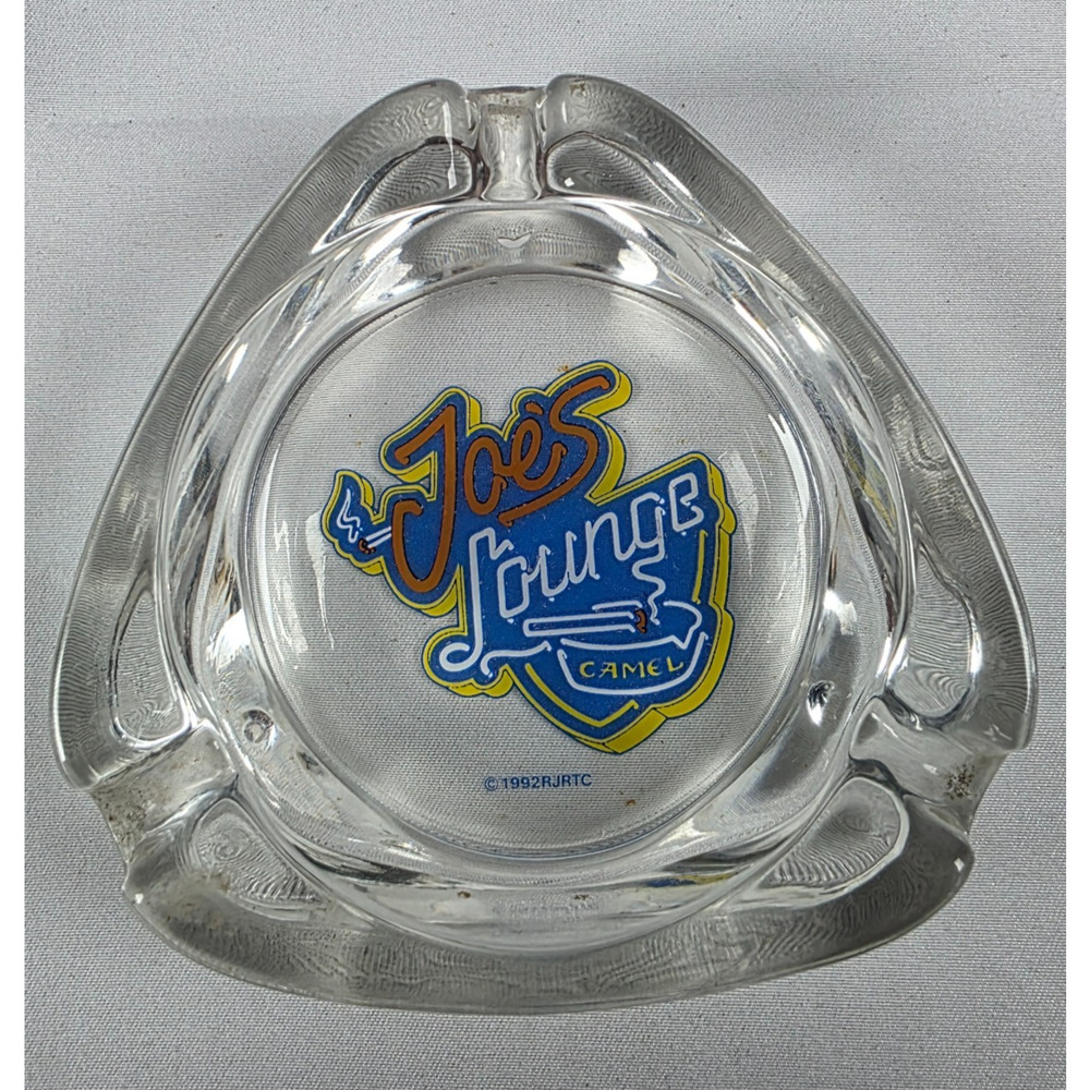 Camel Joe's Lounge Ashtray 1992 Glass Triangular Vintage